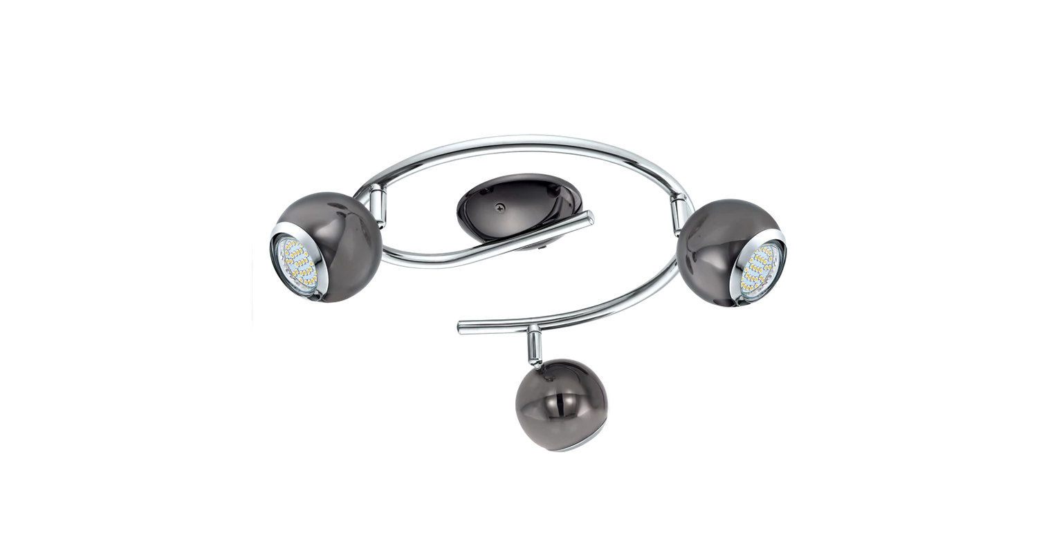 EGLO 31007 szpot mennyezeti lámpa 3xGU10 3W LED nikkel-nero/kr acél 29x25,5cm G-forma Bimeda