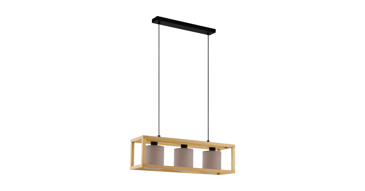 EGLO 390108 Granados függesztett lámpa 20x77 cm, fehér-barna, 3xE27 foglalattal