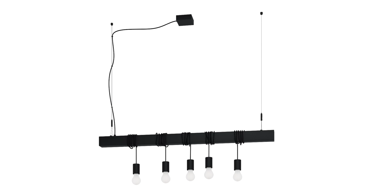 EGLO 39937 Townshend-B függesztett lámpa 9,5x110 cm, fekete, 5xE27 foglalattal