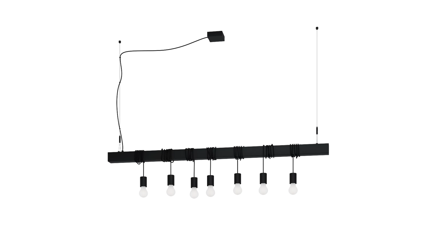 EGLO 39938 Townshend-B függesztett lámpa, 9,5x150 cm, fekete , 7xE27 foglalattal
