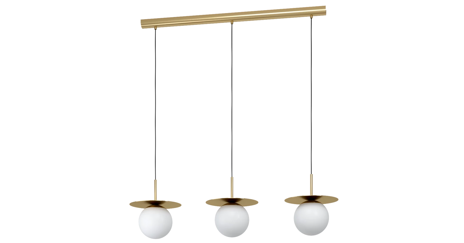 EGLO 39953 Arenales függesztett lámpa 27,5x110 cm, fehér-sárgaréz, 3xE27 foglalattal