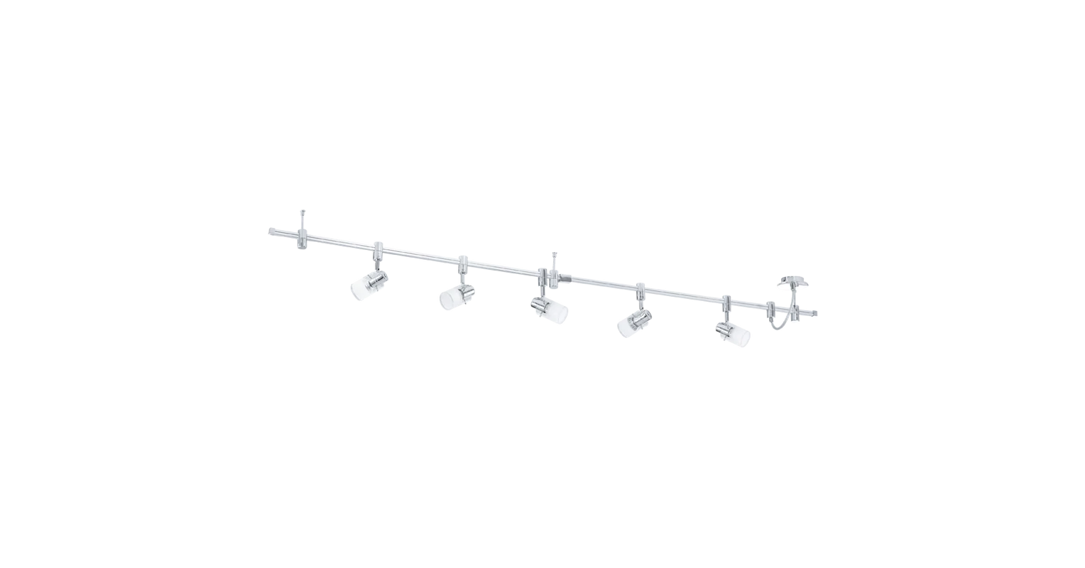 EGLO 93358 LED-es mennyezeti lámpa sínrendszer GU10 5x5W fehér/króm 200cm üveg fej Vilanova